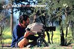 David Hughes filming in the Kalahari desert