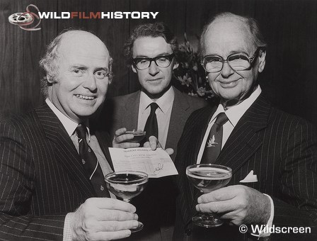 Michael Johnston (centre) and Peter Scott (right) at the first Wildscreen festival, 1982