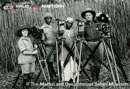 Martin and Osa Johnson with camp staff, preparing for filming