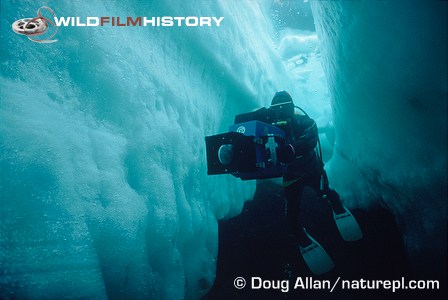 Doug Allan filming under sea ice