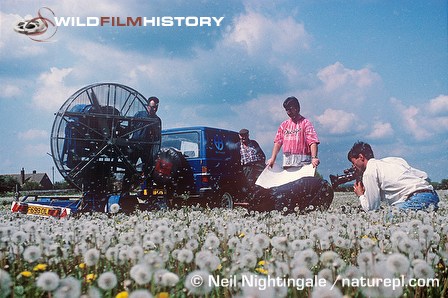 Neil Bromhall filming dandelion seeds for The Private Life of Plants 