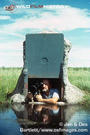 Des Bartlett filming from water level blind