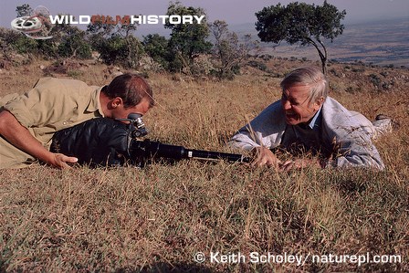 David Attenborough with Gavin Thurston filming grass for The Private Life of Plants