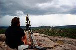 Jeremy Hogarth with time-lapse camera (Arri ST) and on the Arnhem escarpment