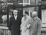 Director of Bristol Zoo, Reginald Greed (left), talks with Richard Brock (centre) and Bernhard Grzimek (right), Director of Frankfurt Zoo