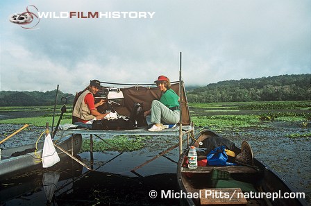 Michael Pitts and Natalie Emlen on filming platform for The Trials of Life