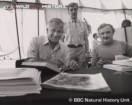 Heinz Sielmann autographing book with Chris Parsons and Martin Saunders