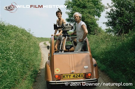 Nigel Marven and Alan Hayward prepare to film starling flying for In-Flight Movie