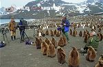 Sync crew using jib arm to film David Attenborough for Life in the Freezer