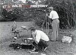 David Attenborough recording egret song and Charles Lagus filming, for Zoo Quest to Guiana