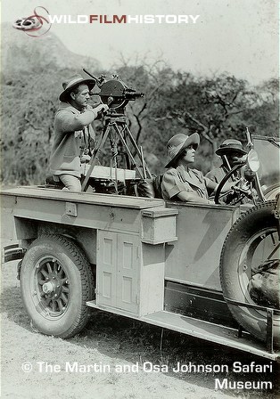 Martin and Osa Johnson in a customised camera car used during the filming of Simba