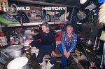 Martha Holmes and Martin Saunders in hut used by film crew while making Kingdom of the Ice Bear