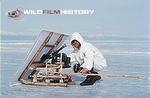 Doug Allan using a blind on a sledge to approach and film seals