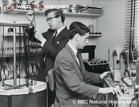 Barry Paine (left) assisting David Leonard in the cutting room