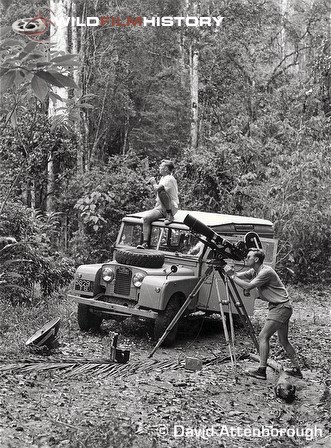 David Attenborough and Geoffrey Mulligan filming indri