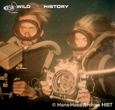 Hans and Lotte Hass filming underwater