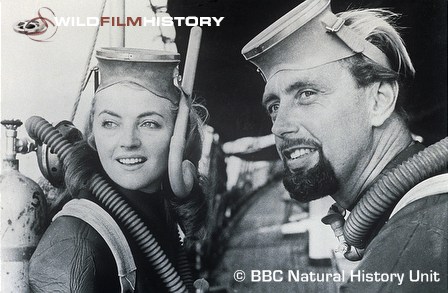 Hans and Lotte Hass in diving gear for Diving to Adventure