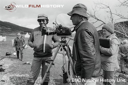 Maurice Fisher filming alongside Pamela Jackson (with clipboard)